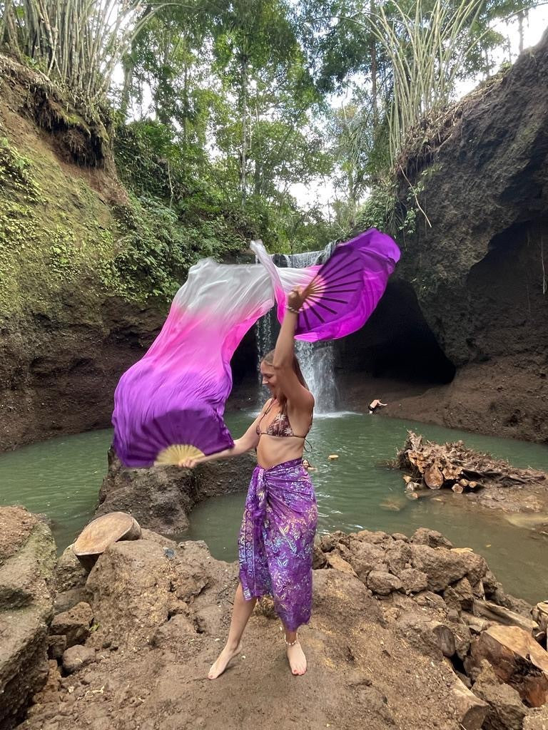 Fuchsia and Lilac Ambre | Habotai Silk Fan